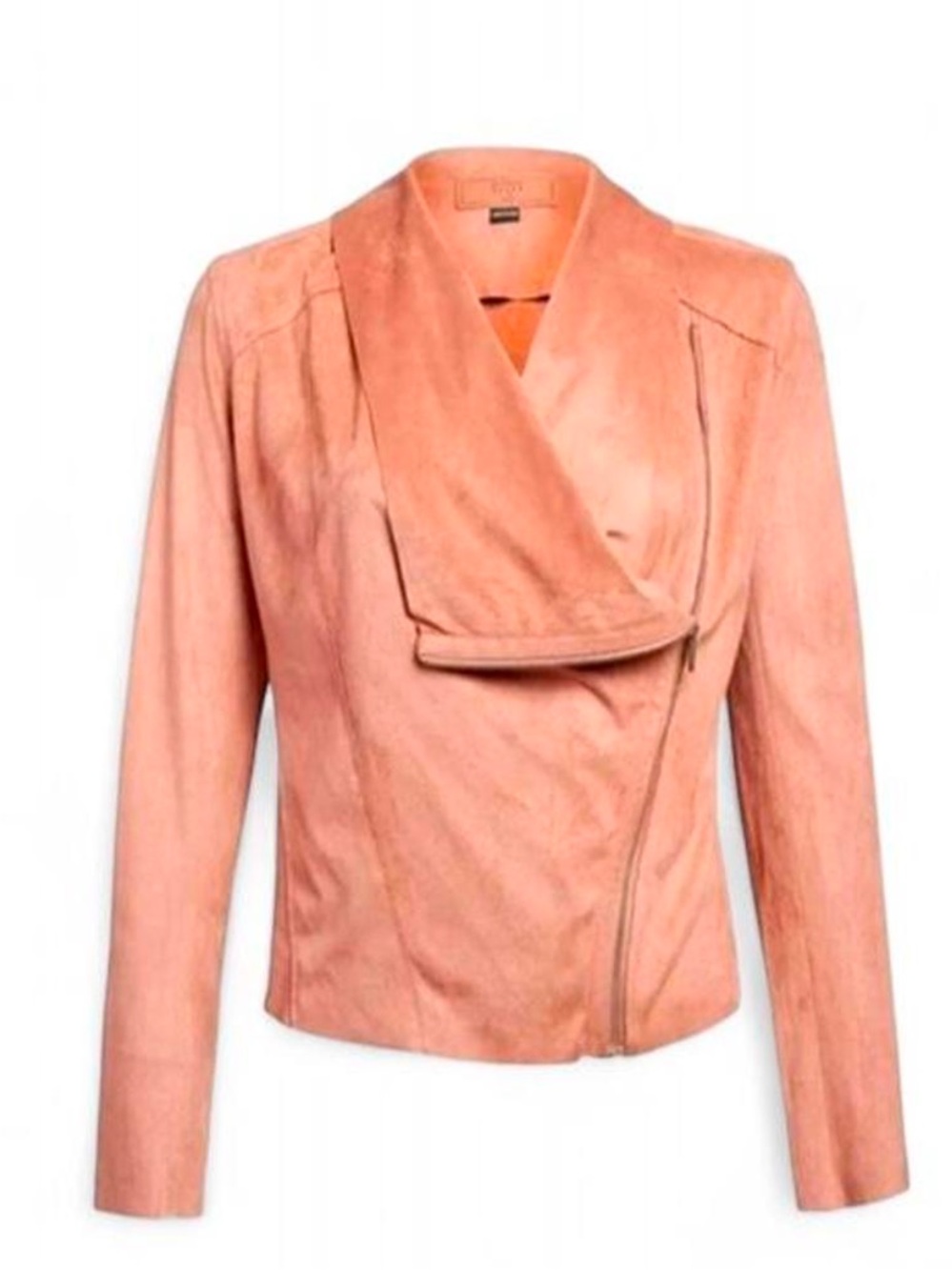Blank NYC Pink faux leather jacket  in color honeycomb style with zipper detail